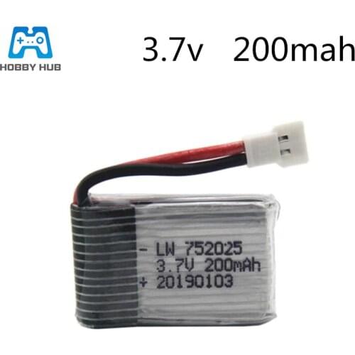 Hobby Hub 3.7v 200mAh 752025 Lipo Battery for SYMA X11 X4 X13 Drone Rechargeable Efficient High Performance Lithium Battery