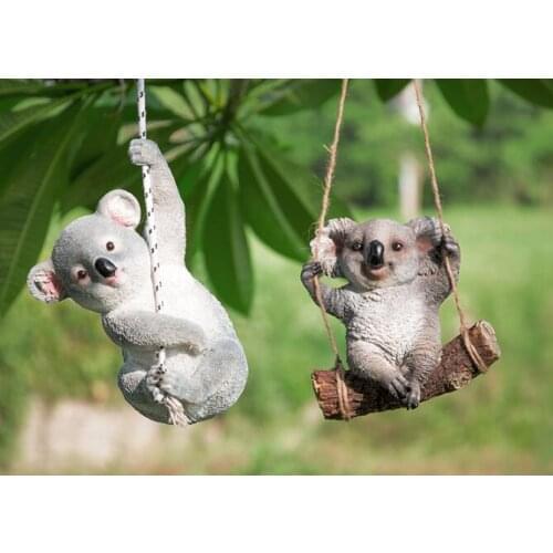 Simulation Animal Swing Panda Decoration Garden Forest Sculpture Crafts Courtyard Landscape Decoration Resin Koala