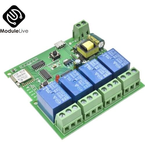 220V 4 Channel Wifi Relay Module Phone APP Wireless Remote Control WIFI Switch Jog Self-Lock Interlock 433M For Smart Appliances