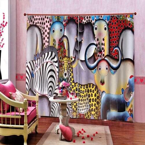Cartoon curtains Beautiful Photo Fashion Customized 3D Curtains modern living room curtains