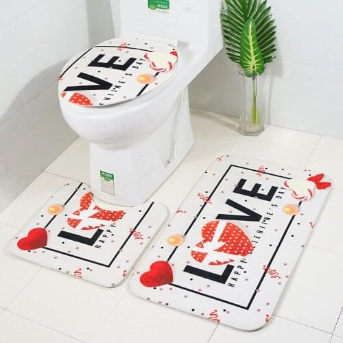 Love Pattern Toilet Seat Covers Home Bathroom Decorator 3D WC Soft Toilet Lid Cover Warm Non Slip Carpet 3pcs/Set