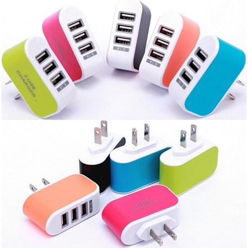 1PC EU/US Plug Wall Charger Station 3 Port USB Charge Charger Travel AC Power Chargers Adapter For iPhone Xiaomi Huawei