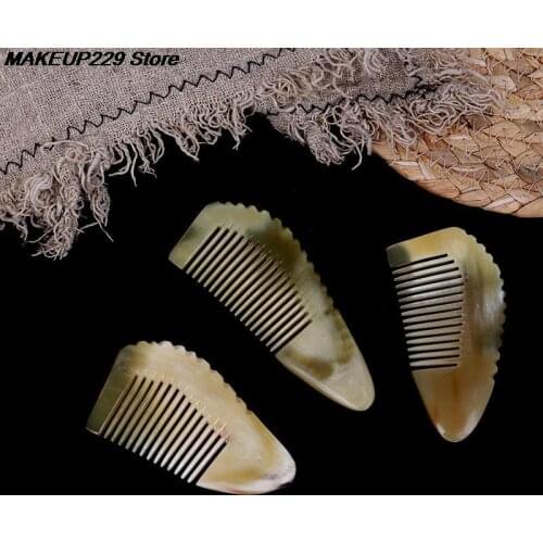 Natural Ox Horn Anti-Static Massage Hair Comb With Handle for Salon Hairdressing Styling Hair Styling Tool