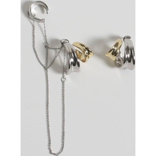 Non-pierced detachable ear bone clip color matching tassel earrings