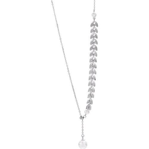 925 Sterling Silver Delicate Wheat Ear Choker Necklace Long Tassel Pendant Pearl Necklace Jewelry For Women Gifts S-N471