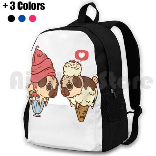 Puglie Froyo And Ice Cream Outdoor Hiking Backpack Waterproof Camping Travel Pug Pugs Food Yoghurt Ice Cream Puglie Cute Funny