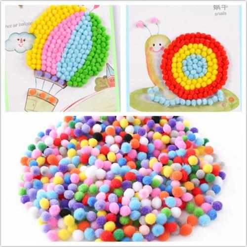 500Pcs x 1cm PomPoms Ball Soft Round Fluffy Pom Poms Ball for Kids DIY Handmade Craft Decoration