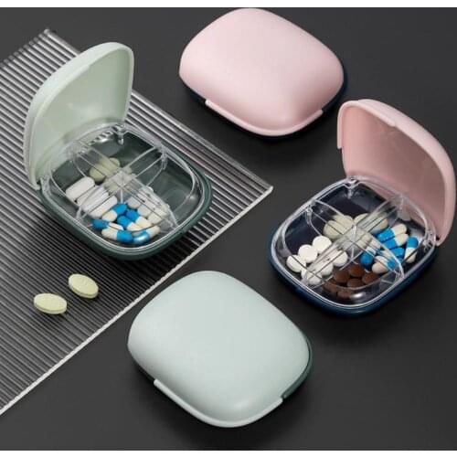 Portable Large-capacity Pill Box 4-Grid Compartment Flip-top Pill Medicine Case Storage Organizer Container Case Medicine Kit