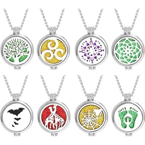 Aromatherapy Diffuser Open Pendants Necklace Perfume Essential Oil Diffuser Lockets Necklace For Women Jewelry With 1Pads