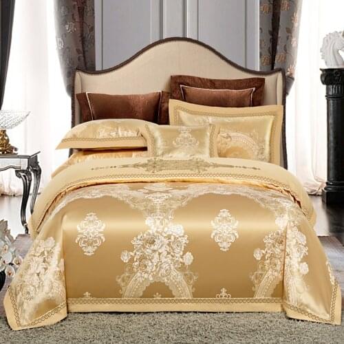 Luxury jacquard Bedding Set King Queen Size Bed Linen silk Cotton Duvet Cover Bed Sheet Set Pillowcases