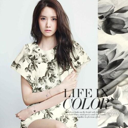 Printed Silk Linen Fabric 14 momme 140cm Width Natural Silk Fabric With Printed DIY Summer Dress Women Dress Material Wide