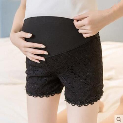 Maternity Shorts Spring Summer Elastic Waist Anti-glare Lace Shorts For Pregnant Woman Belly Trousers Maternity Clothing E0054
