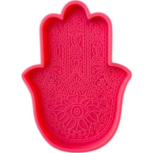 T5UF Shiny Glossy Coaster Epoxy Resin Mold DIY Crafts Making Tools Palm Series Cup Mat Pad Casting Silicone Mould