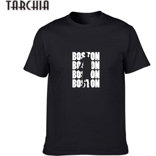 TARCHIA 2021 Summer New Slim Mens Cotton Short Sleeve T-shirt Top Quality Men O-Neck BOSTON Printed T Shirt Clothing Tops