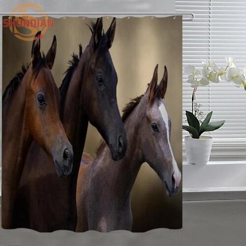 Animal Horse series Shower Curtain Eco-friendly Modern Fabric polyester Custom Shower curtain Home Decor H331Y74DA