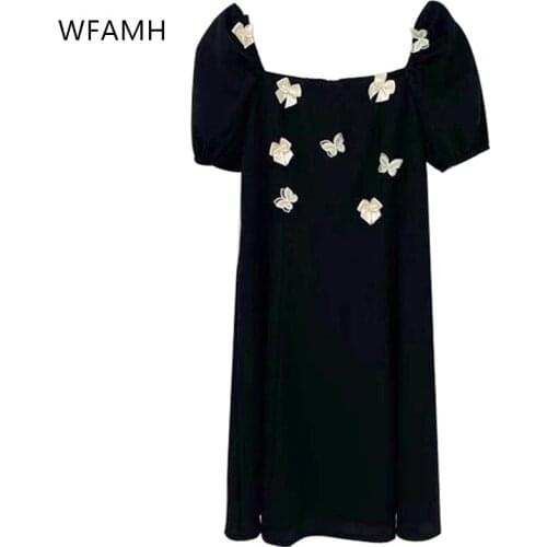 Large size solid color womens animal three-dimensional bowknot summer 2021 new woven temperament sweet self-cultivation dress
