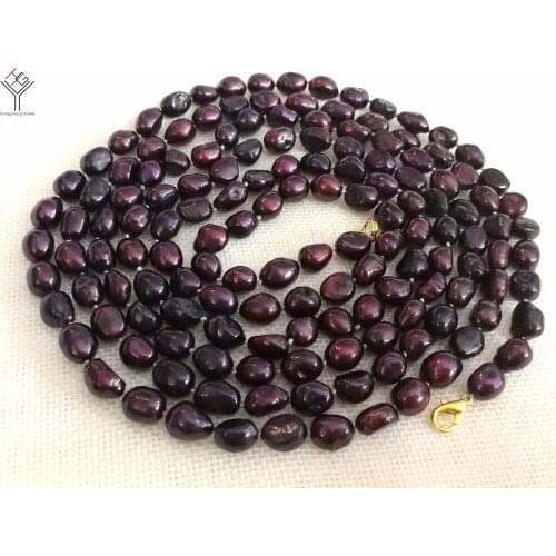 100'' 255cm Women Jewelry necklace 9x10mm dark purple baroque pearl handmade long necklace natural cultured freshwater pearl