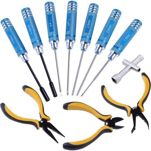 11 in 1 Professional Multi RC Tools Kits Box Set Screwdriver Pliers Wrench Repair for RC Car Multirotors Airplane Boat