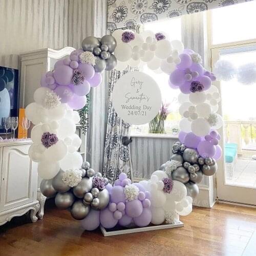 178Pcs Purple White Round Garland Arch Kit Balloons Set Wedding Day Birthday Party Supplies Background Decors Balloon Globos