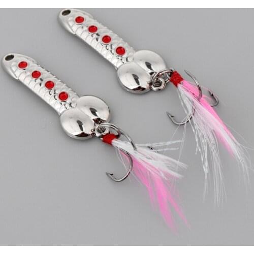 2 pcs Casting Spoons Lures Hard VIB Metal Wobble Fish Lures Sinking Spinners Bait with Treble Hook Funny Fishing Gear