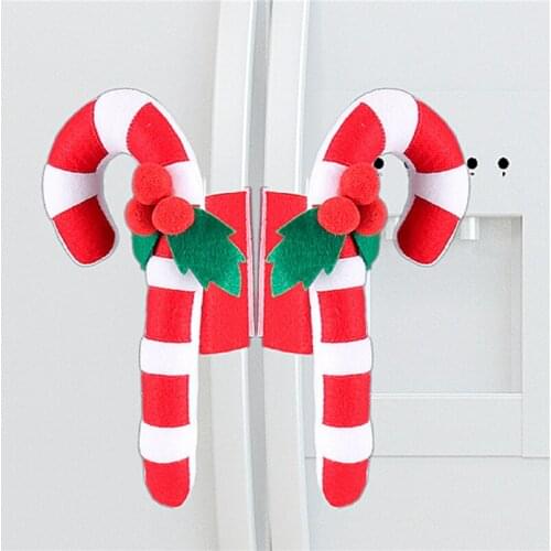 2 Pieces Of Doorknob Gloves Fabric Refrigerator Handle Set Holiday Christmas Gifts Christmas Decorations