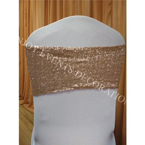 20pcs YHA#61 champagne luxury sequins chair band for any chair back decor