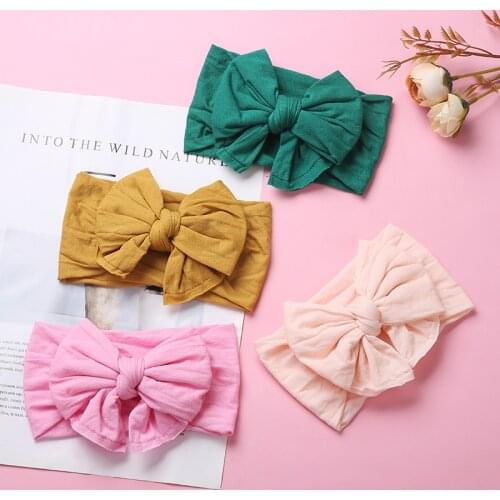 30 Color U Pick Up Baby Bow Nylon Headband Stretch Turban Kids Girls Very Soft Head wraps Children Hair Accessories 30pc/lot