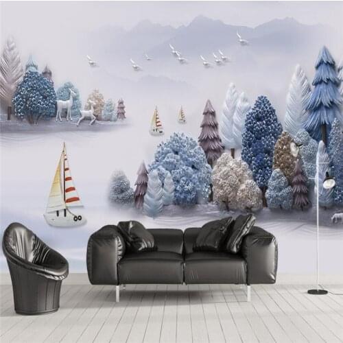 3D embossed artistic landscape landscape scenery wall decoration painting custom wallpaper mural