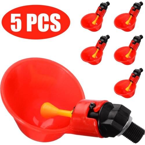 5pcs Automatic Bird Coop Feed Poultry Water Drinking Cups Chickens Hen Plastic Fowl Drinker Cups Tool