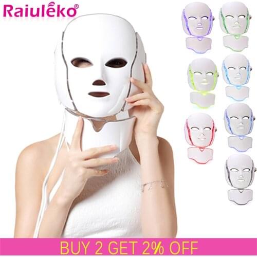 7 Colors LED Facial Mask Photon Therapy Anti-Acne Wrinkle Removal Skin Rejuvenation Face Skin Care Tools Led Spa Mask Machine