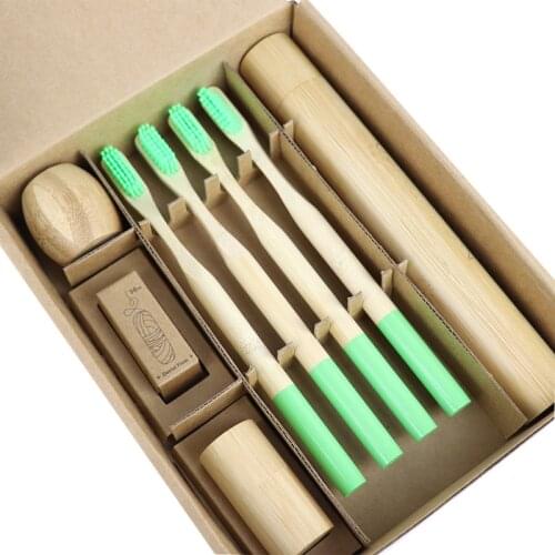 8 Pieces In 1 Pack Bulk Purchase Gift Set Adult Bamboo Toothbrush Vegan Biodegradable Corn Dental Floss Toothpick