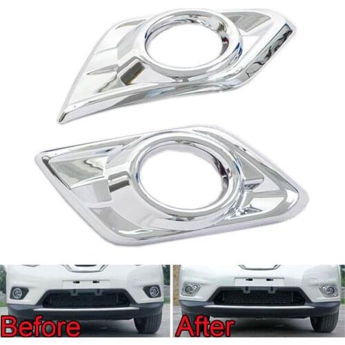ABS Chrome Car Front Fog Light Lamp Cover Trim Car Styling Decorative Sticker Fit For Nissan X-Trail T32 2014 2015 Accessories