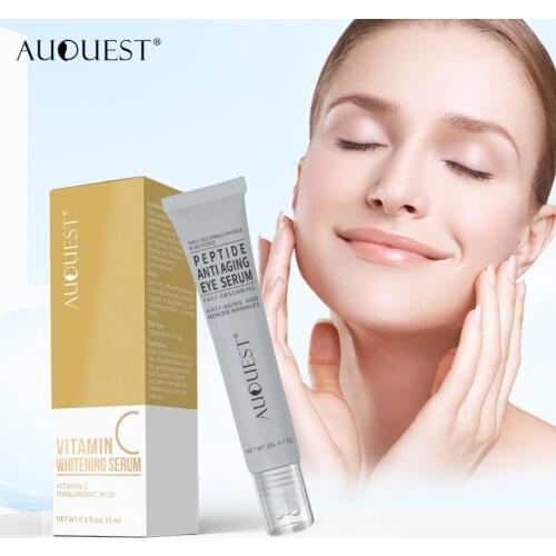 AUQUEST Peptide Eye Cream Essence Anti Aging Wrinkles Vitamin C Face Serum Moisturizing Eye Cream Skin Care Set Cosmetic 2pcs