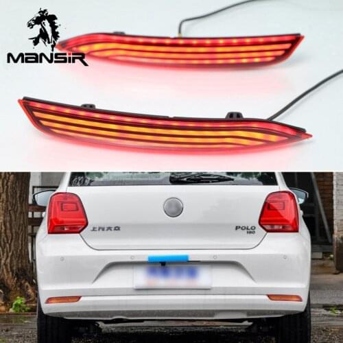 Car LED Rear bumper light Rear Fog Lamp Auto Brake Reflector For Volkswagen VW Polo 2014 2015 2016 2017 2018 Rear Light Assembly