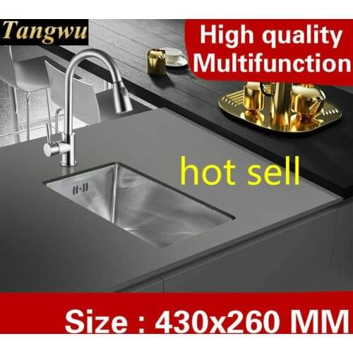 Free shipping Apartment balcony multifunction wash vegetables kitchen manual sink single trough 304 stainless steel 43x26 CM
