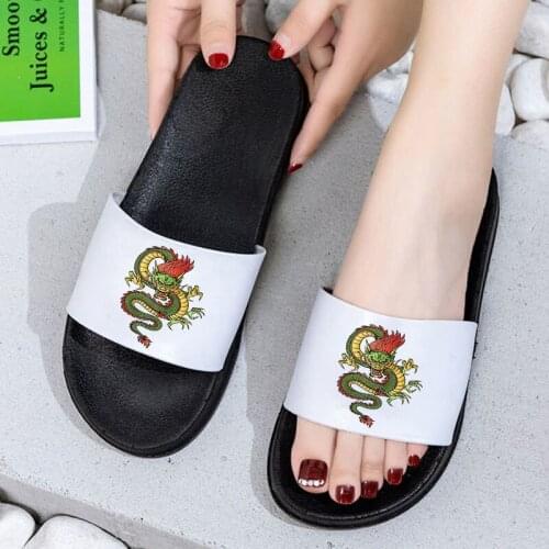 Open Toe Indoor Home Women Slides Bathroom Slippers Lady Cartoon Dragon Slippers Leisure Slippers Beach Slippers