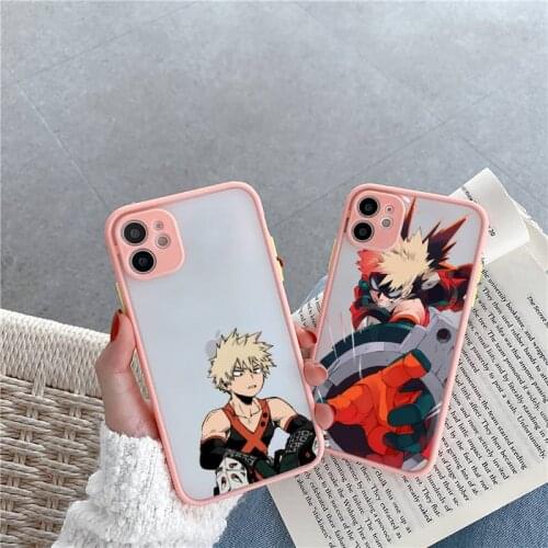 Anime My Hero Academia Phone Cases Matte transparent For Pink iPhone 12 Mini 11 Pro XR XS Max 7 8 Plus X Back Cover