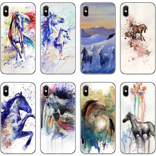 Watercolor Horses Accessories Phone Case For Huawei P30 P20 Pro P10 P9 P8 Lite Y5 Y6 Y7 Y9 P Smart Plus 2018 2019