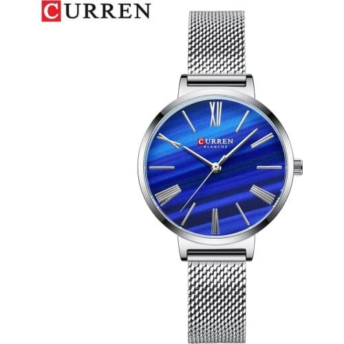 CURREN 9076 Womens Fashion Watches Watches for Malachite Green Quartz Dress Full Steel Bracelet Women WristwatchLeather Watch