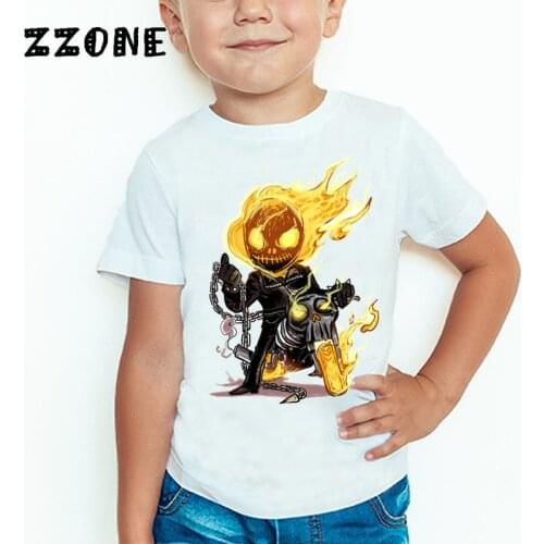 Kids Movie Ghost Rider Cartoon Print Funny T shirt Baby and Girls Summer Short Sleeve Tops Children Casual T-shirt