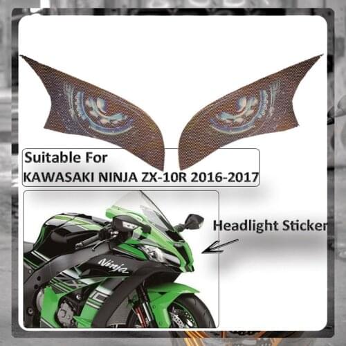 For KAWASAKI NINJA ZX-10R ZX10R ZX 10R 2016 2017 Motorcycle Accessories 3D Front Fairing Headlight Sticker Guard Sticker