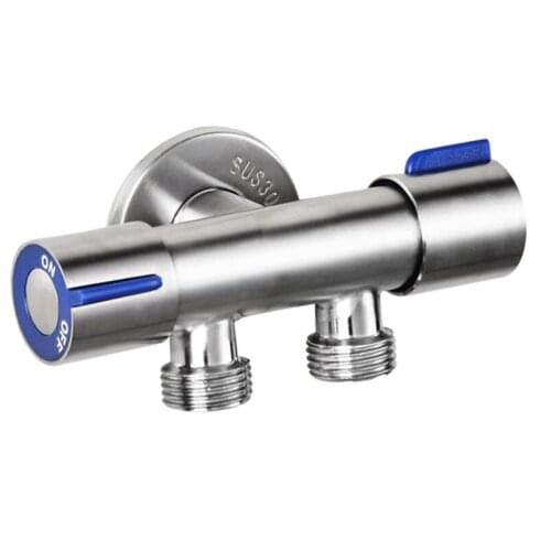 G1/2*1/2 304 Stainless Steel One Into Two Three-way Angle Valve, Double Handle Double Control Single Cold Multi-function Faucet