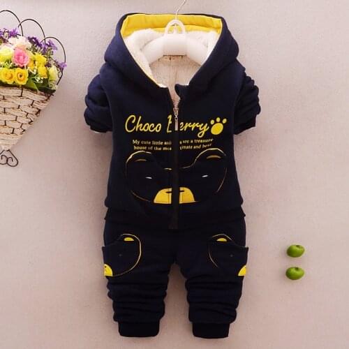 Winter Kids Girls Boys Clothing Sets Childrens Clothes Tops Boys Hoodies Tracksuits Suits Thicken Cotton Warm Coat+trousers Set