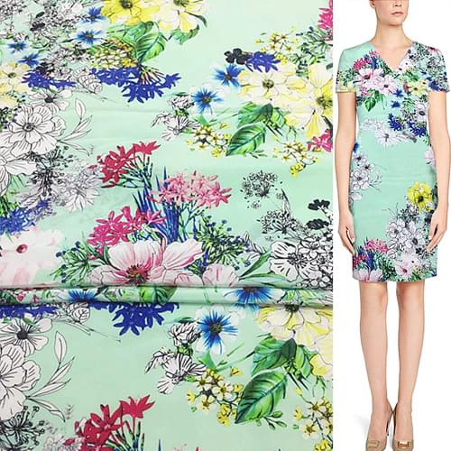 Beautiful flower design print pure silk Crepe DE chine fabric 16momme,SCDC693