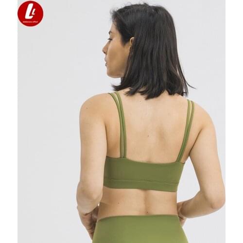 LULUBANANA U-Neck Padded Training Workout Gym Bras Women Double Straps Sweat Proof Fitness Yoga Bras Exercise Sports Bras Tops