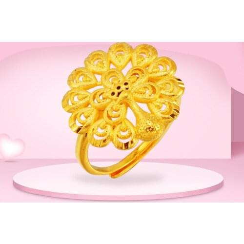 Fashion 24K Gold Rings for Women Big Peacock Engagement Rings for Women Ethnic Gold Wedding Rings Trendy Jewelry Wholesale