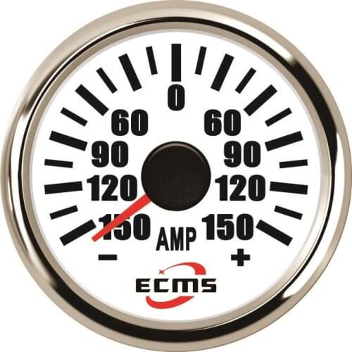 Marine Boat Car Truck Amperemeter With Current Pick-Up Unit 150A 75mV 9-32VDC 52mm 316L Chrome Bezel White Dial PMA2-WS 1