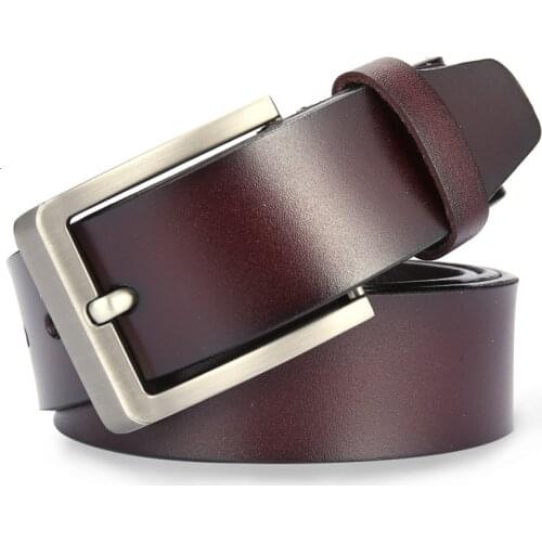 Peikong Brand Genuine Mens Leather Fashion Belt Alloy Material Pin Buckle Business Retro Mens Jeans Wild High Quality Belts