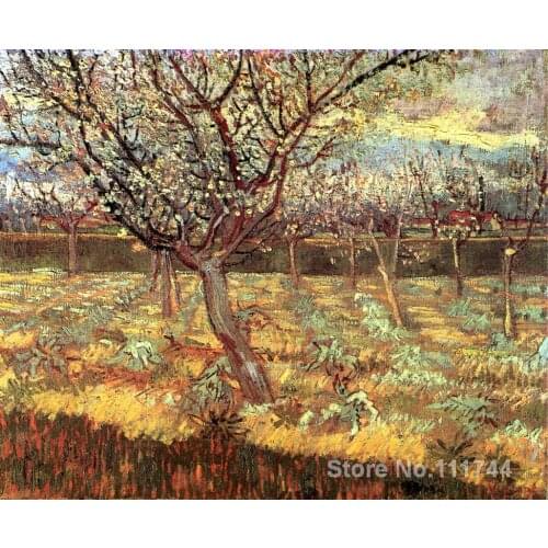 Wall art Apricot Trees in Blossom by Vincent Van Gogh paintings on canvas Handmade High quality