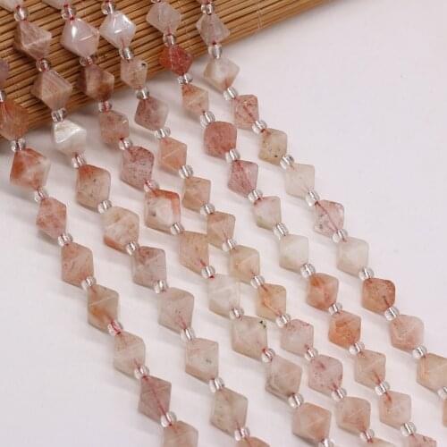 Natural Stone Semi-precious Stone Irregular Rhombus Beaded Jewelry Production-specification 10mm Strawberry Crystal